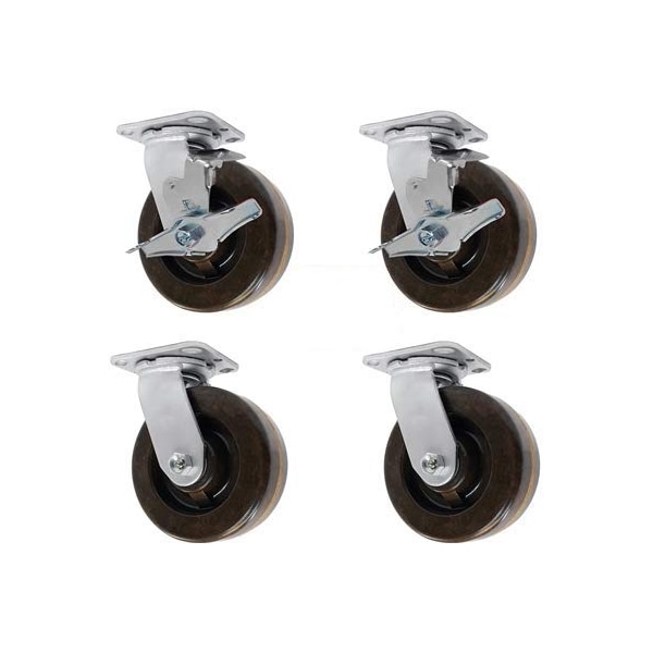 4"x2" HIGH Temperature PHENOLIC Wheel, Swivel Caster, 2, PK4